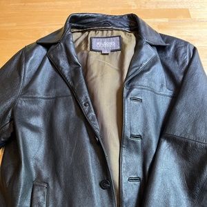 Mens leather top coat